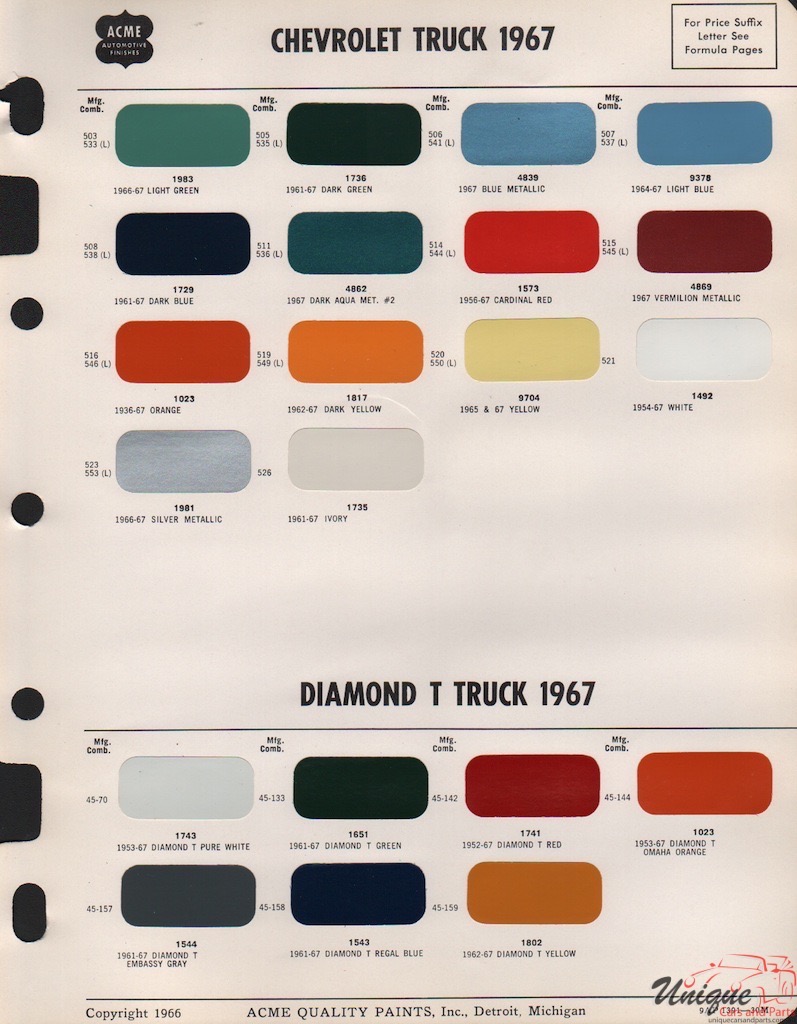 1967 GM Truck And Commercial Paint Charts Acme